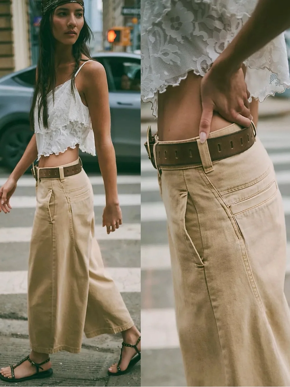 Free People Lay Down Chino Barrel Leg Trouser Pants